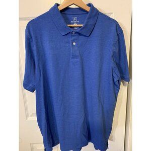 George‎ Men's Sz L 42-44 Short Sleeve Polo Blue Cotton Blend Shirt